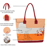 Earthsave All Purpose Tote Bags | Printed Organic Multipurpose Cotton Bags | Cute Hand Bag for Girls | Best for College, Travel | Reusable Shopping Bag | Eco-Friendly Tote Bags (Orange)